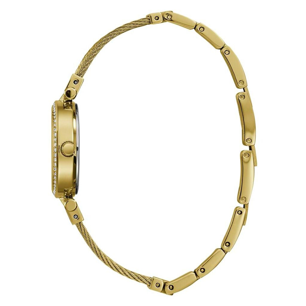 Orologio bracciale donna maglia milano dorato Guess con pietre luminose