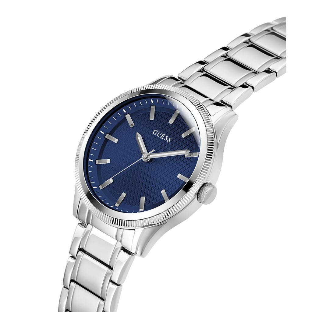 Orologio uomo in acciaio lucido Guess con quadrante blu