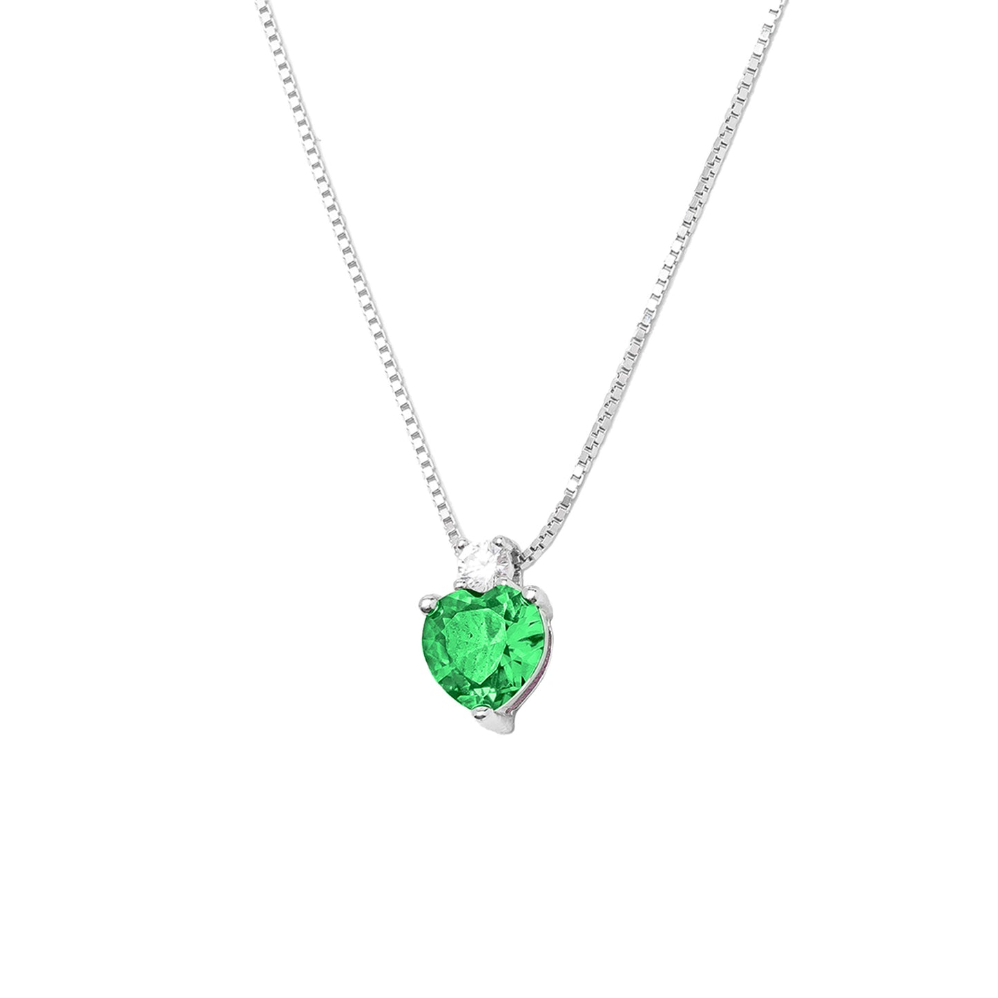 Collana forma cuore di cristallo verde swarovski con punto luce in argento 925 anallergico Feelings Jewels