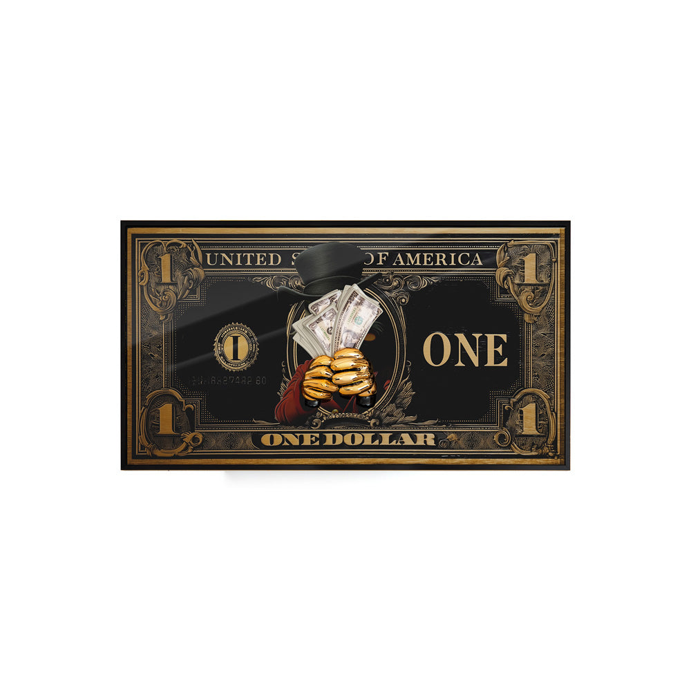 QUADRO DOLLARO IN RILIEVO DREAM BIG FAMOUS DOLLAR 30X55