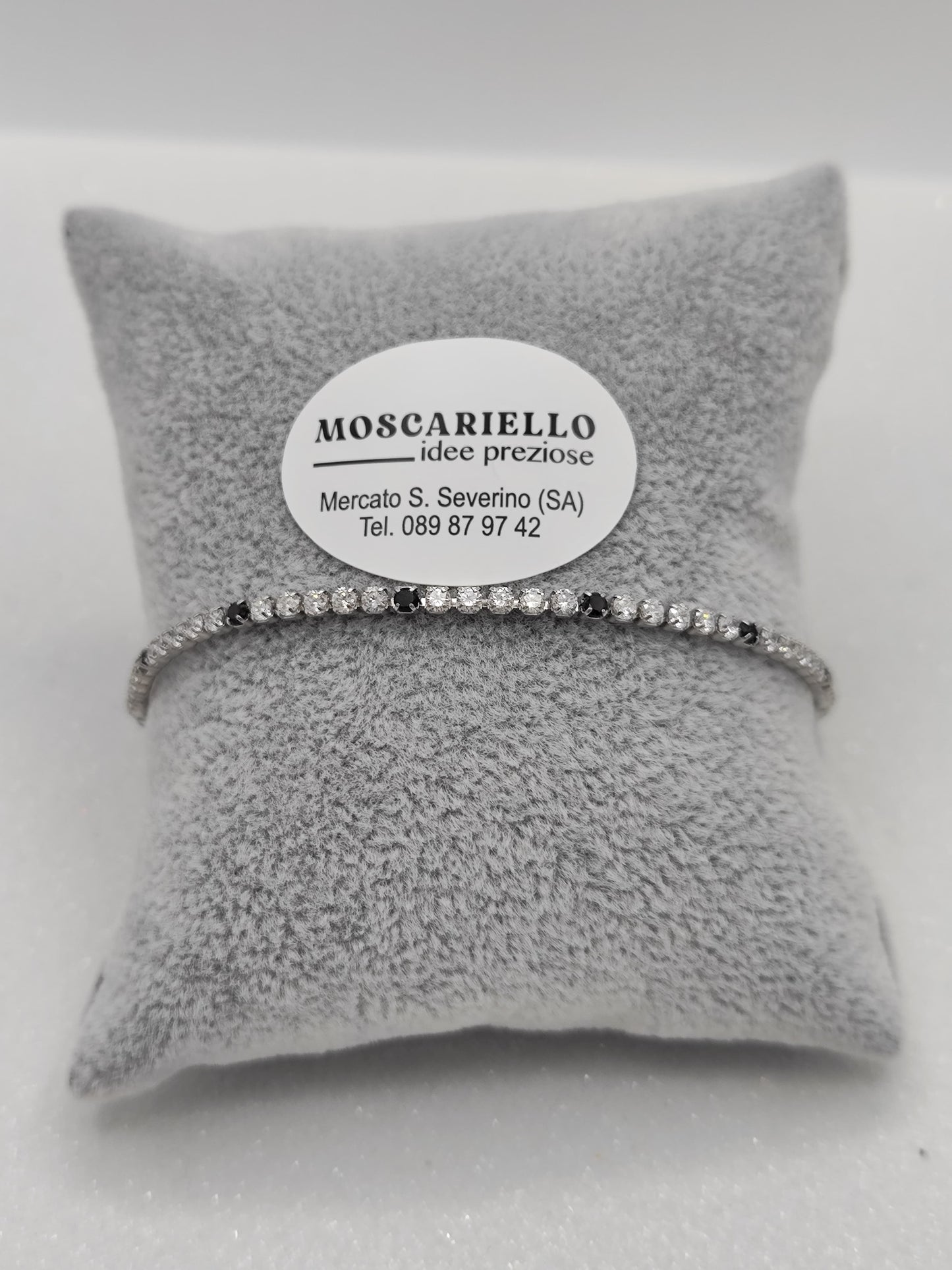 Bracciale tennis bianco nero uomo donna in acciaio anallergico regolabile