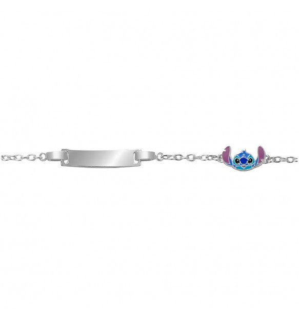 Bracciale bambina bambino STITCH con piastra blu in argento 925 originale DISNEY