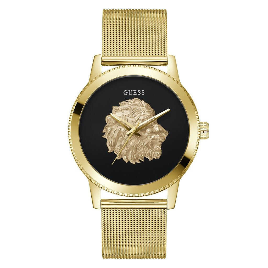 Orologio uomo Guess maglia milano color oro leone dorato fondo nero 30mt nell'acqua (Copia)