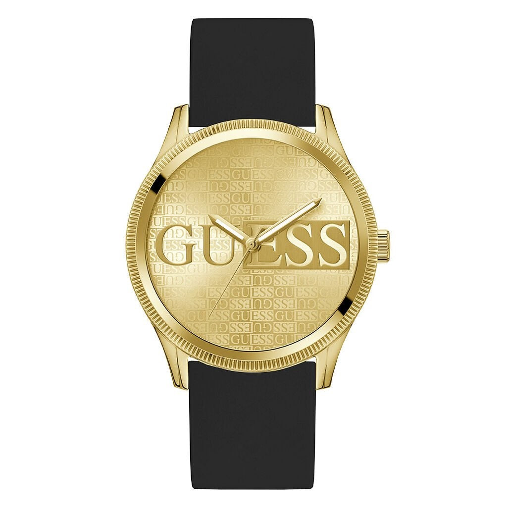 Orologio uomo in gomma silicone nero cassa color oro GUESS lucido