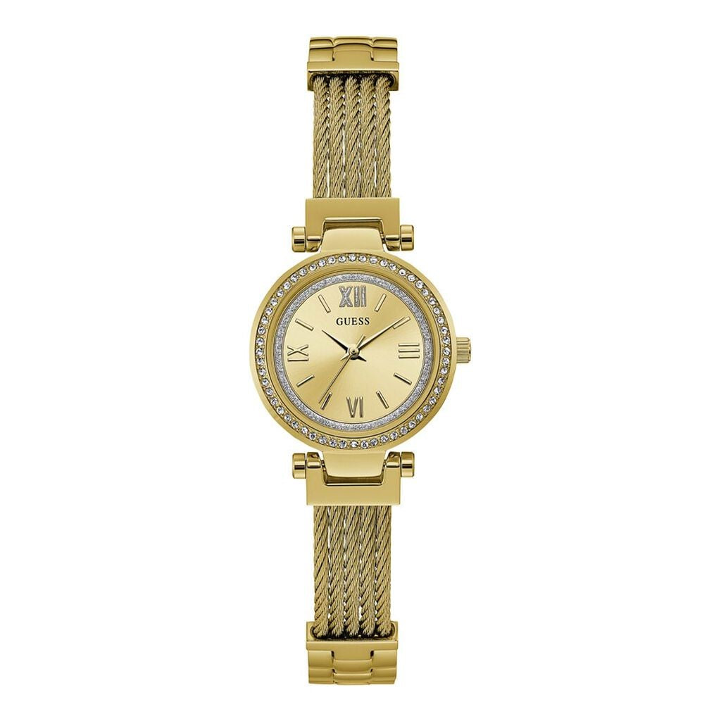 Orologio bracciale donna maglia milano dorato Guess con pietre luminose