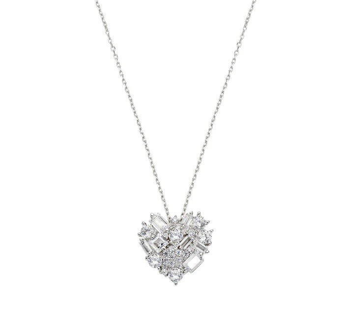 Collana Cuore con Cluster di Zirconi Bianchi in argento 925 AMEN