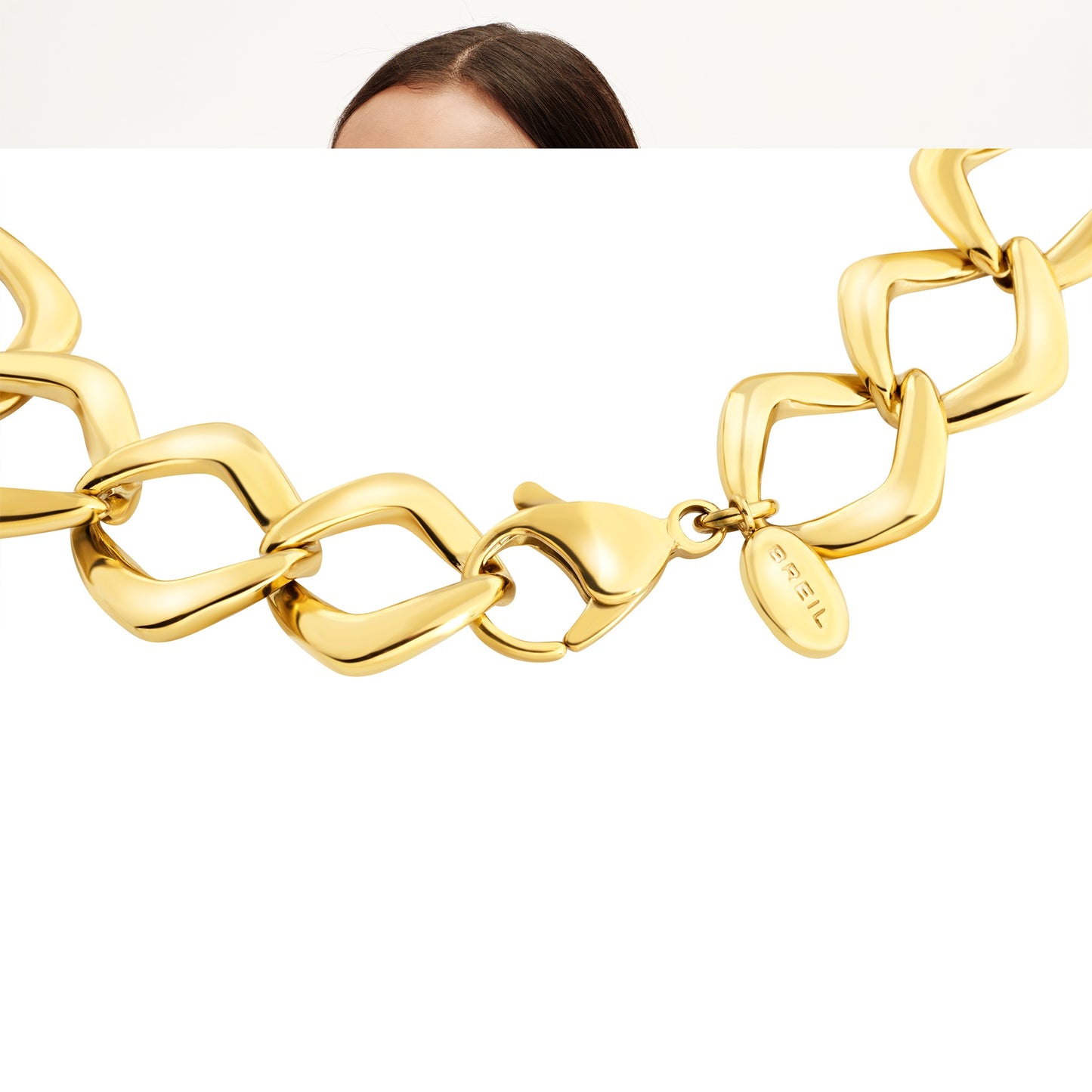 Collana girocollo dorata catena oro lucido in acciaio BREIL GIOIELLI