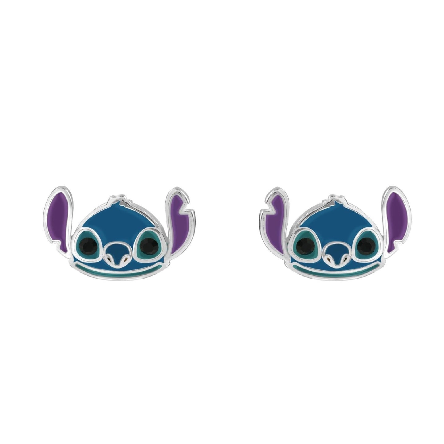 Orecchini a lobo bambina faccia STITCH blu smaltato in argento 925 originale DISNEY