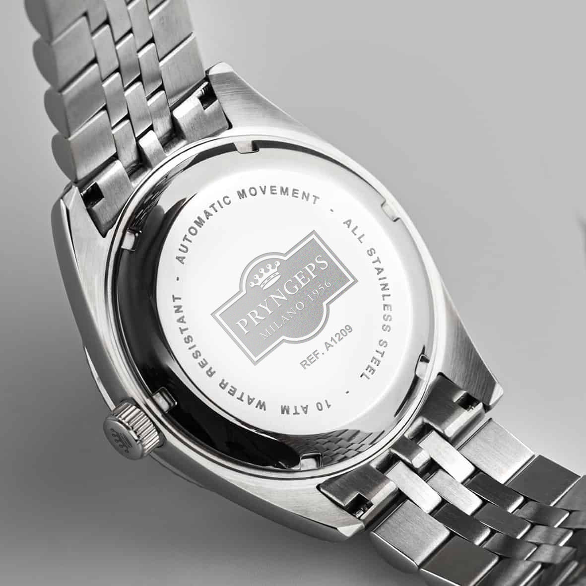 Orologio uomo PRYNGEPS in acciaio con quadrante in pietra naturale AVVENTURINA BLU BRILLANTINATO cassa simile Role x