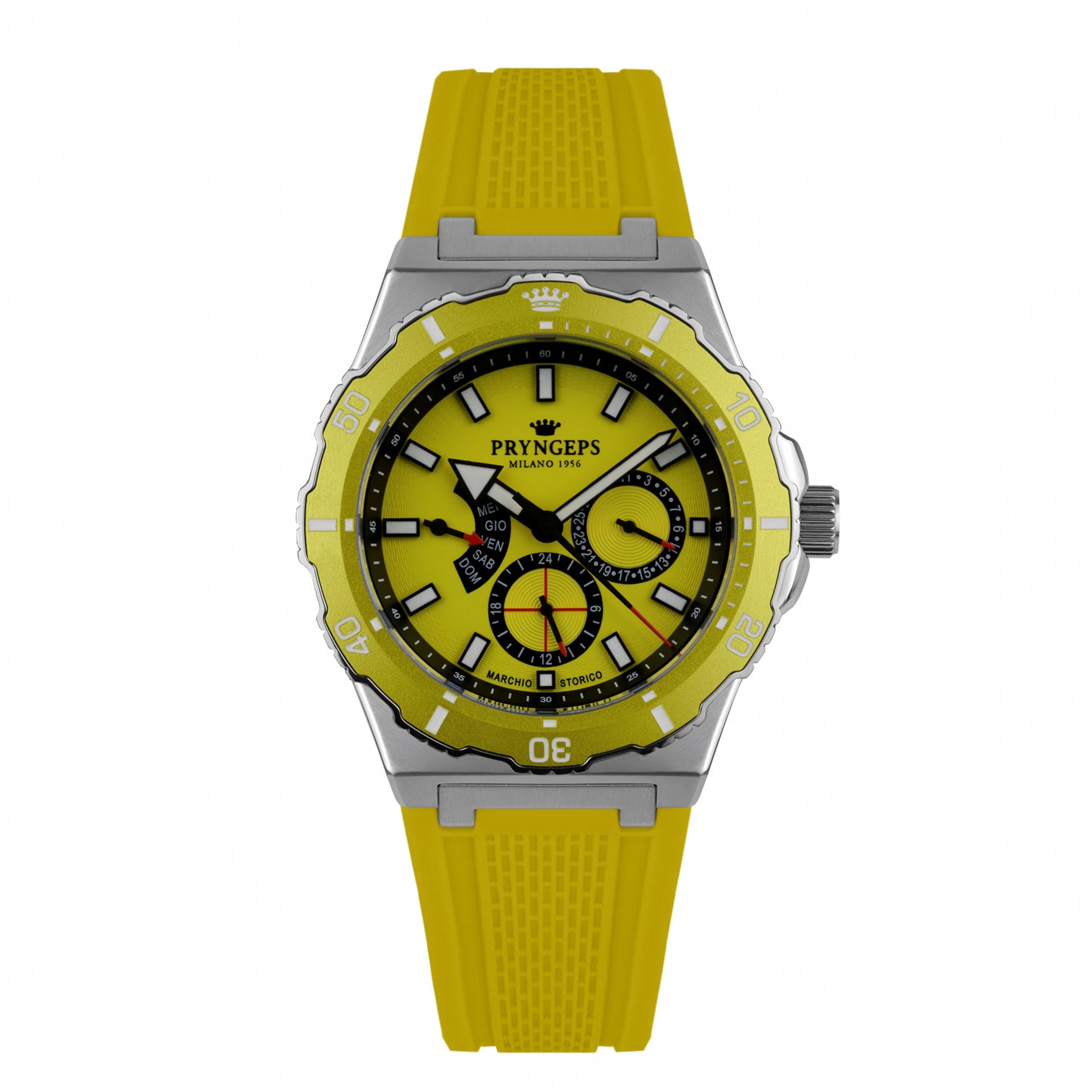Orologio uomo donna in gomma silicone giallo modello JAMAICA PRYNGEPS marchio storico