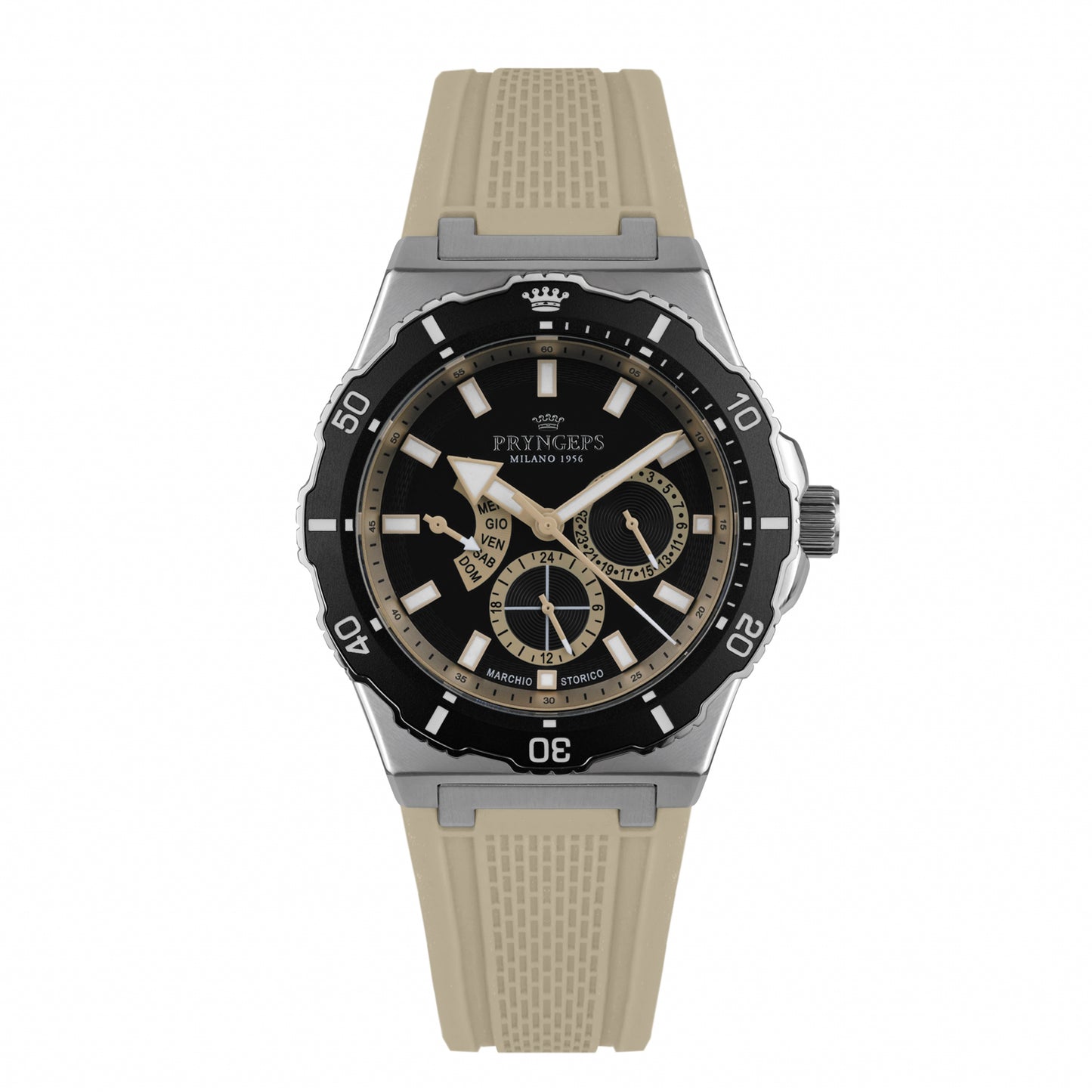 Orologio uomo in gomma silicone beige modello JAMAICA PRYNGEPS marchio storico