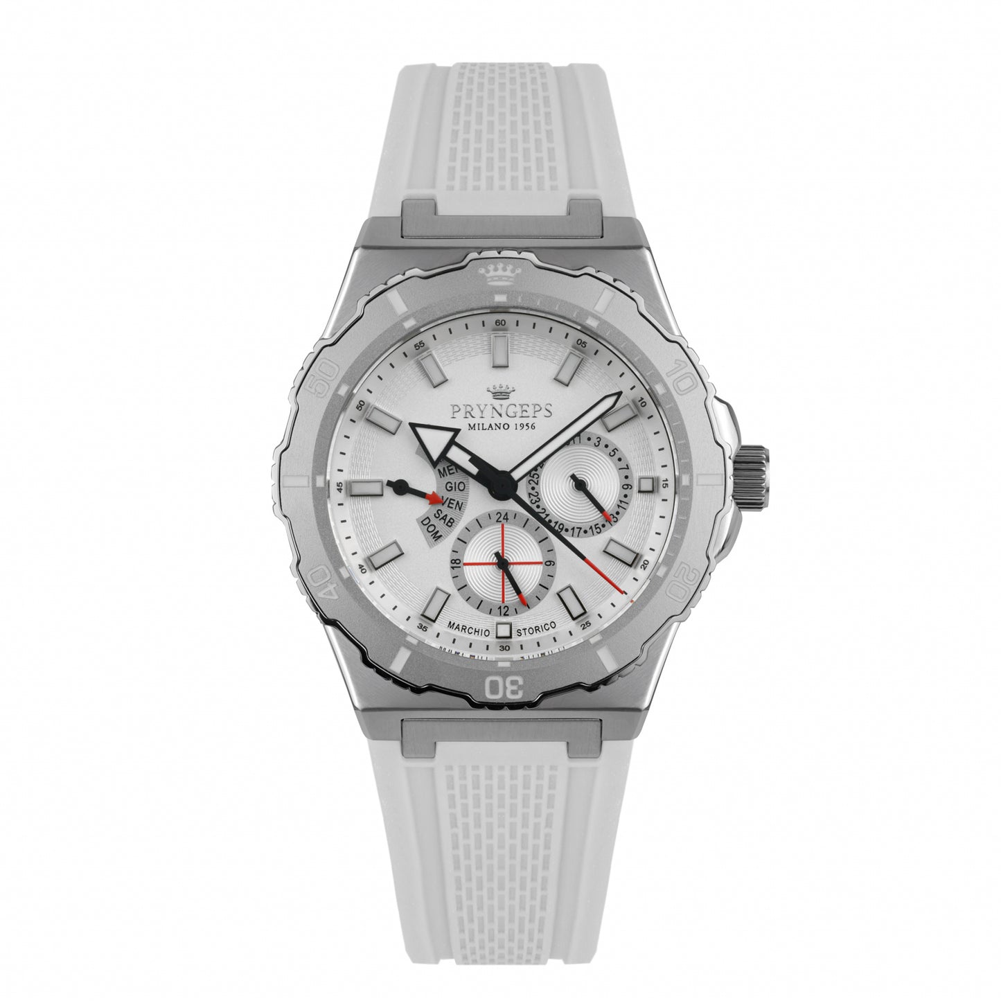 Orologio uomo donna in gomma silicone bianco modello JAMAICA PRYNGEPS marchio storico