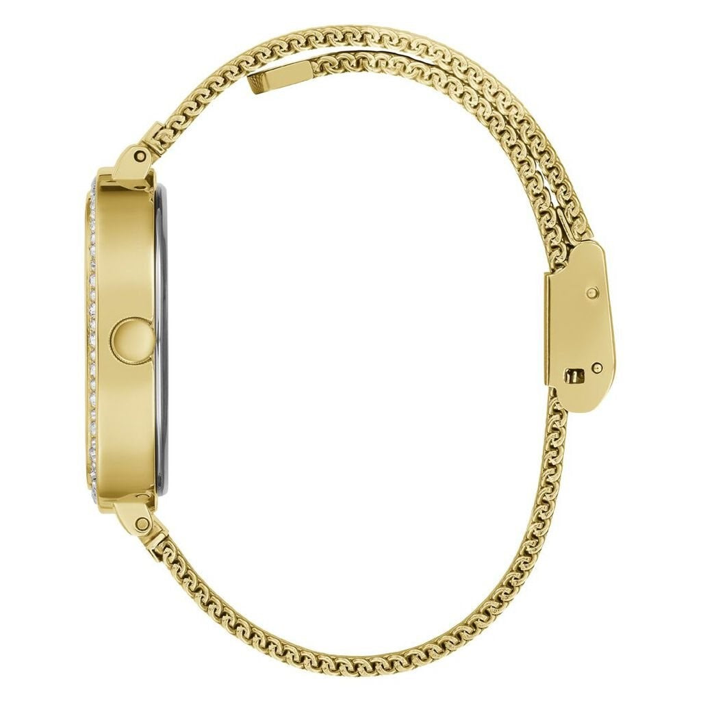 Orologio donna maglia milano dorato Guess cassa quadrata con pietre luminose