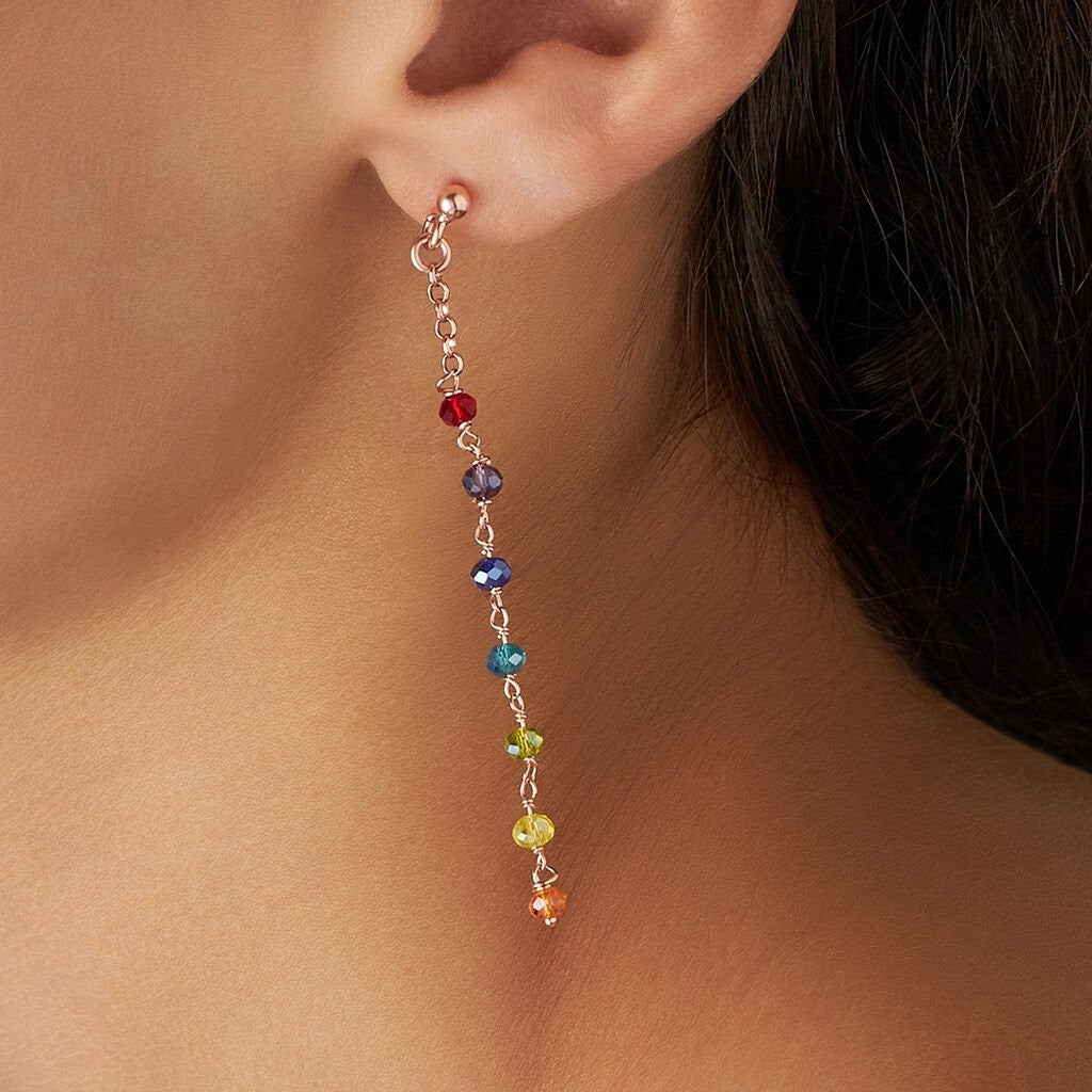 Orecchini STROILI pendenti in argento rosè con cristalli colorati anallergici in PROMOZIONE