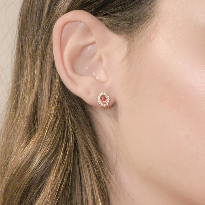 Orecchini Royal Lady Mini Dorati con Zircone Rosso Ciliegia in Argento 925 AMEN
