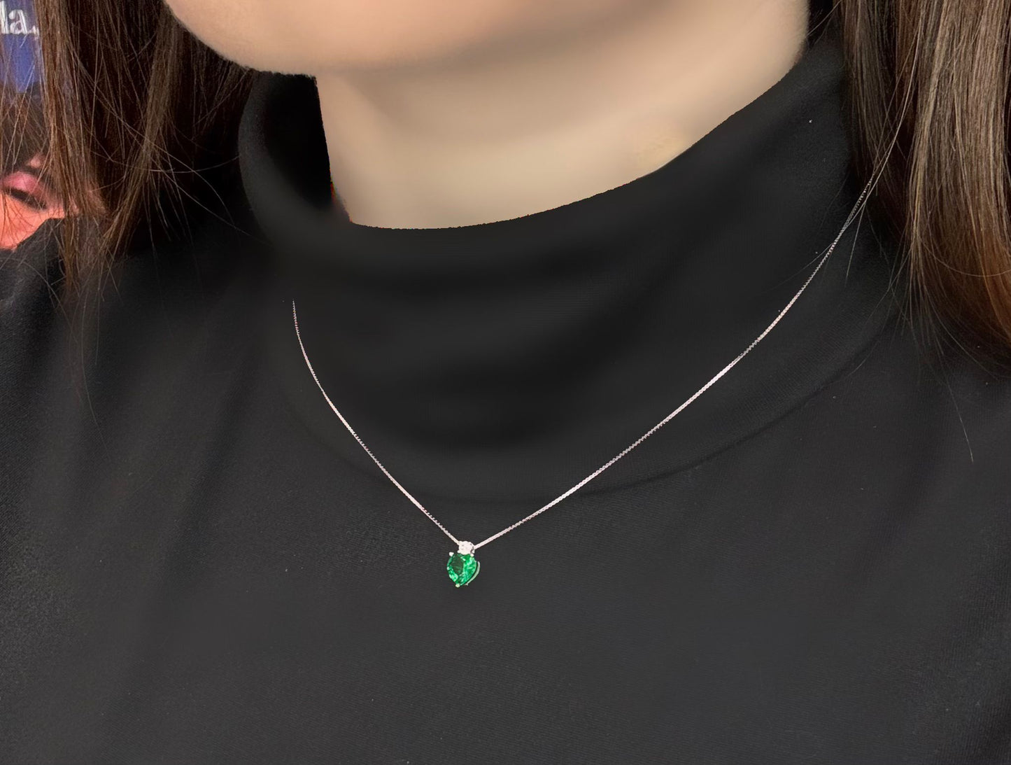 Collana  e orecchini a lobo forma cuore di cristallo VERDE swarovski in argento 925 IN PROMOZIONE