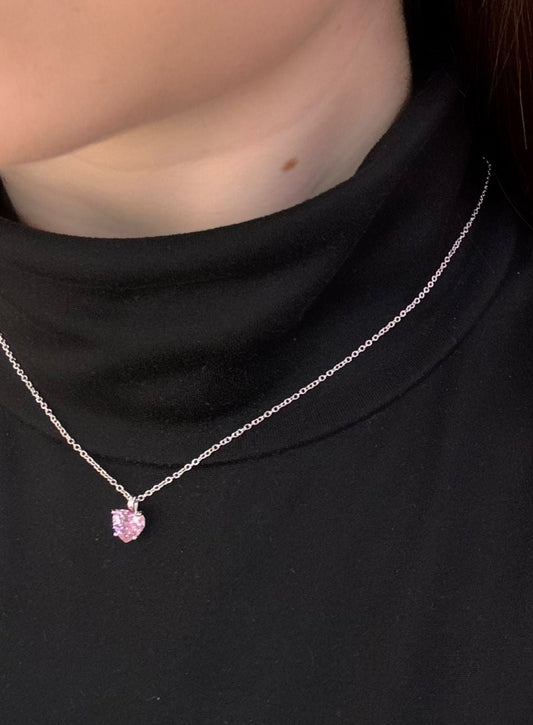 Collana forma cuore di cristallo ROSA swarovski in argento 925 anallergico