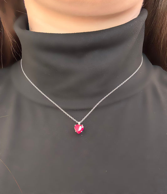 Collana forma cuore  di cristallo rosso swarovski in argento 925 Feelings Jewels