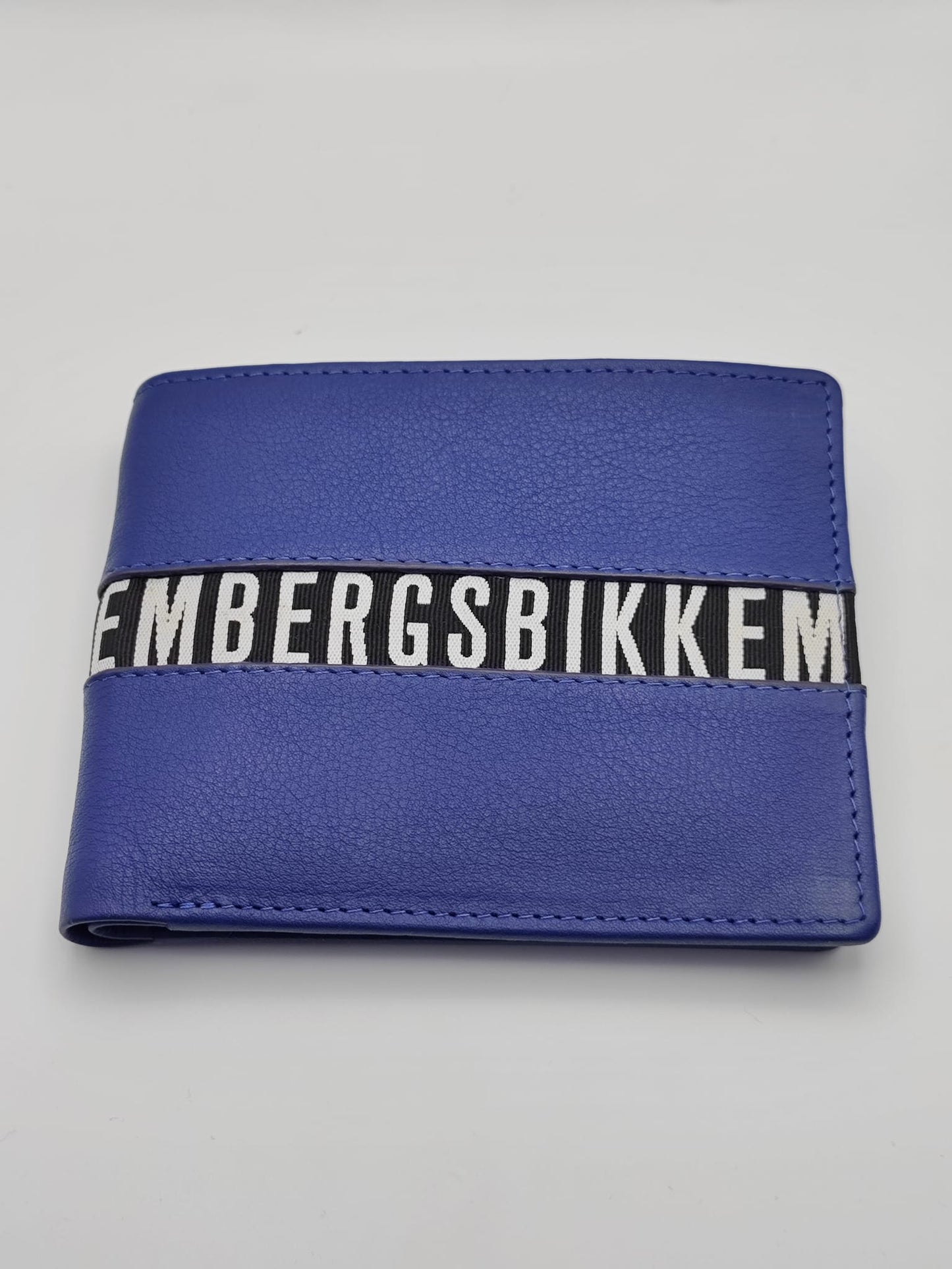 Portafoglio uomo in VERA PELLE blu BIKKEMBERGS con logo bianco nero con PORTA MONETE