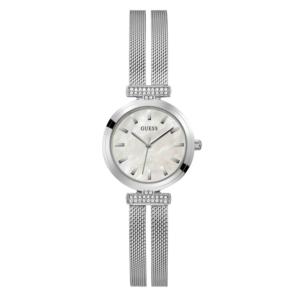 Orologio donna in acciaio Guess doppia maglia milano sottile quadrante madreperla