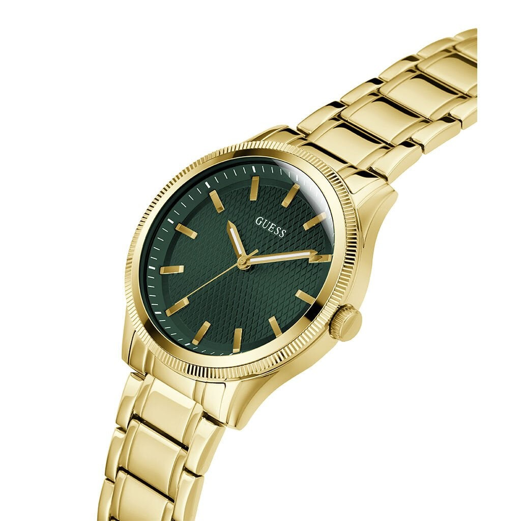 Orologio uomo in acciaio dorato Guess con quadrante verde Gucci lucido