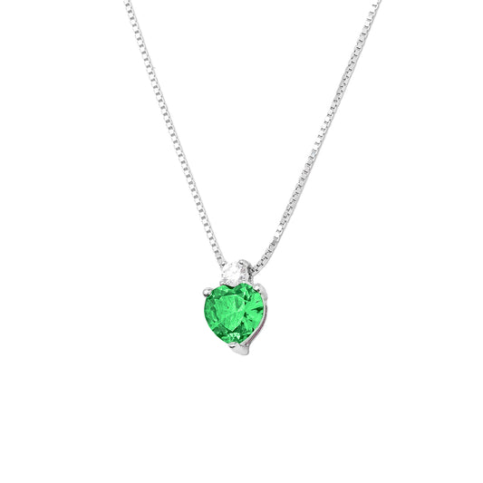 Collana forma cuore  di cristallo verde swarovski con punto luce in argento 925 anallergico Feelings Jewels