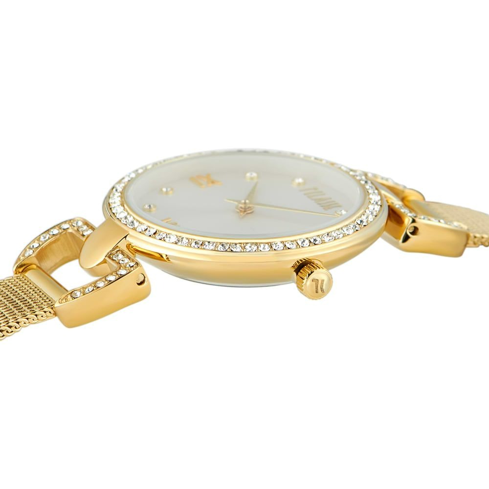 Orologio donna ALVIERO MARTINI PRIMA CLASSE maglia milano in acciaio dorato con zirconi luminosi