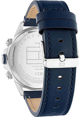 Orologio uomo Tommy Hilfiger in pelle blu e cassa acciaio multifunzione