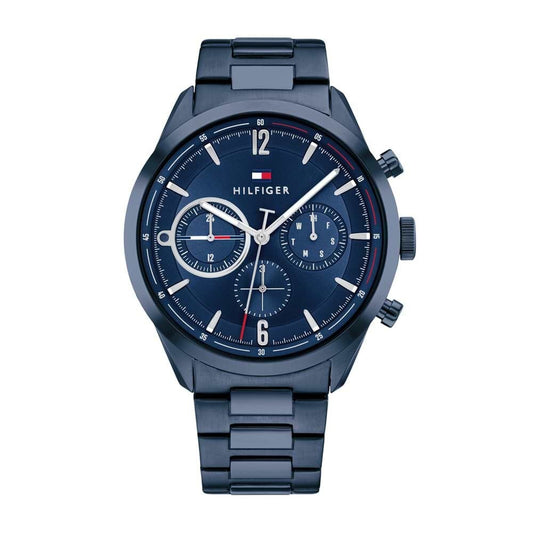 Orologio uomo Tommy Hilfiger in acciaio blu lucido e satinato multifunzione fino a 50 metri in acqua