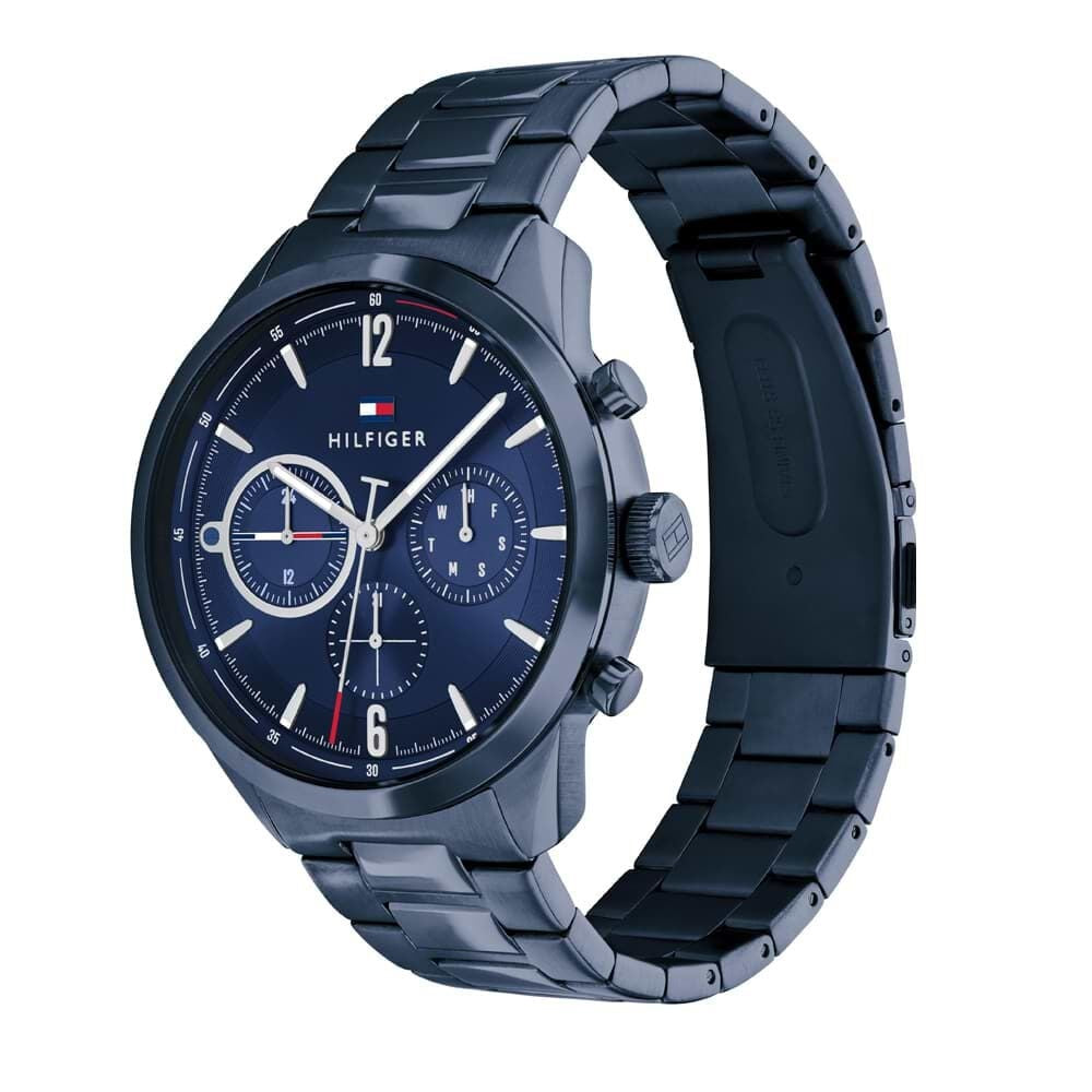 Orologio uomo Tommy Hilfiger in acciaio blu lucido e satinato multifunzione fino a 50 metri in acqua