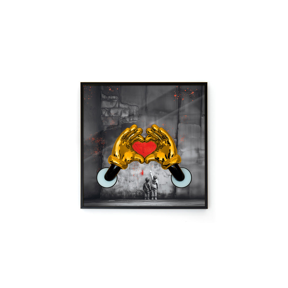 QUADRO MANI TOPOLINO IN RILIEVO A FORMA CUORE WALL HE-ART 30X30