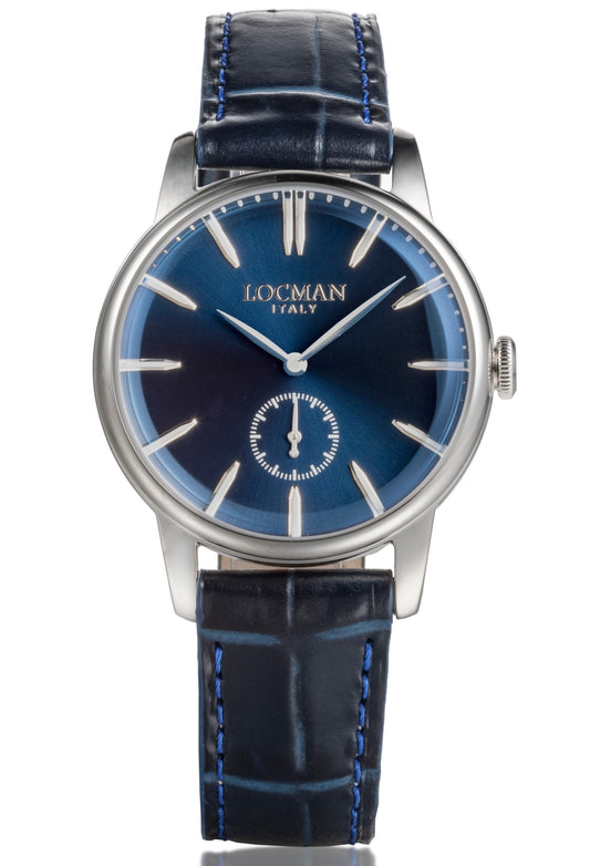 Orologio uomo LOCMAN in pelle blu elegante vetro bombato vintage