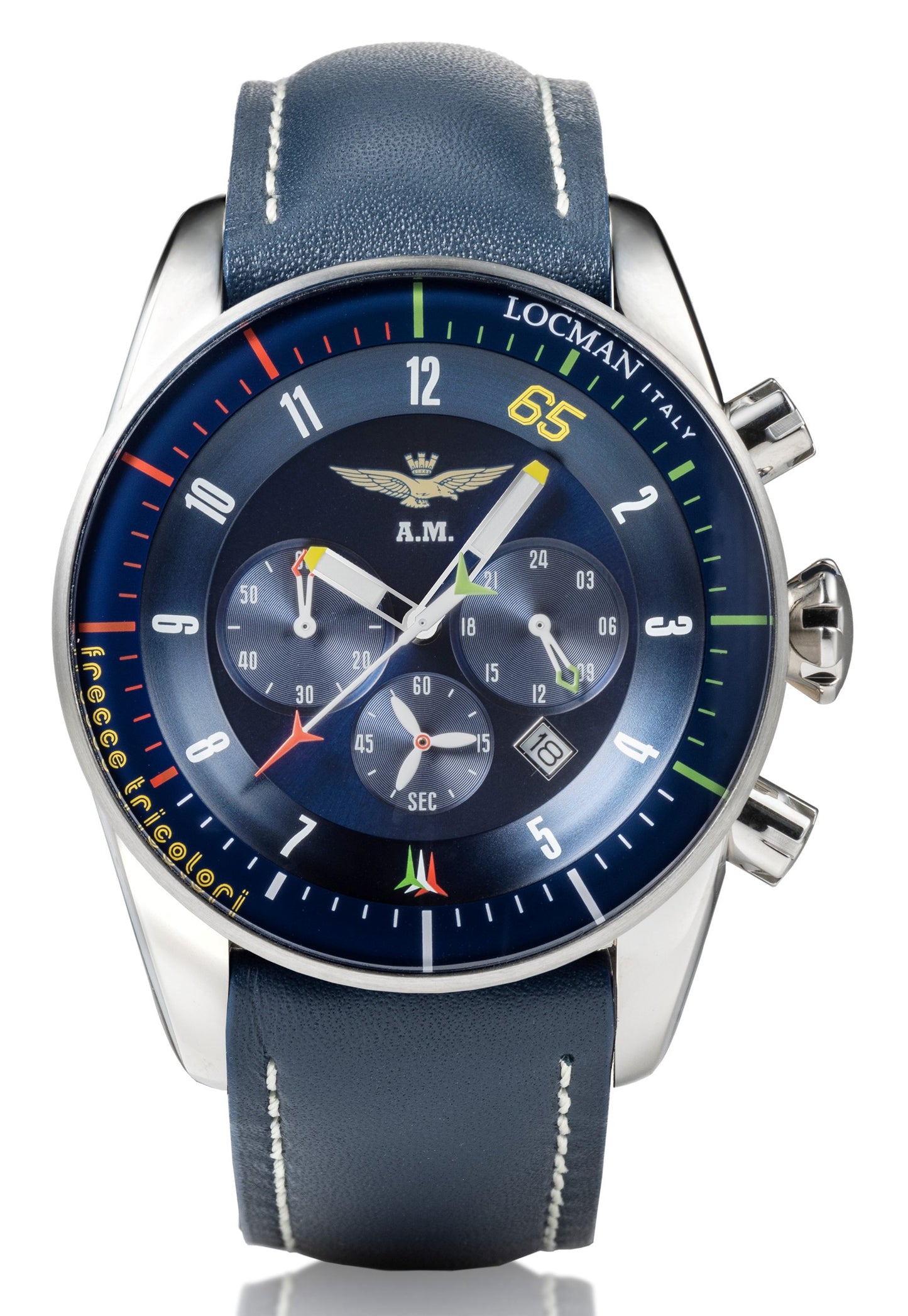 Orologio uomo LOCMAN Aeronautica Militare Frecce Tricolori in pelle blu cronografo edizione limitata