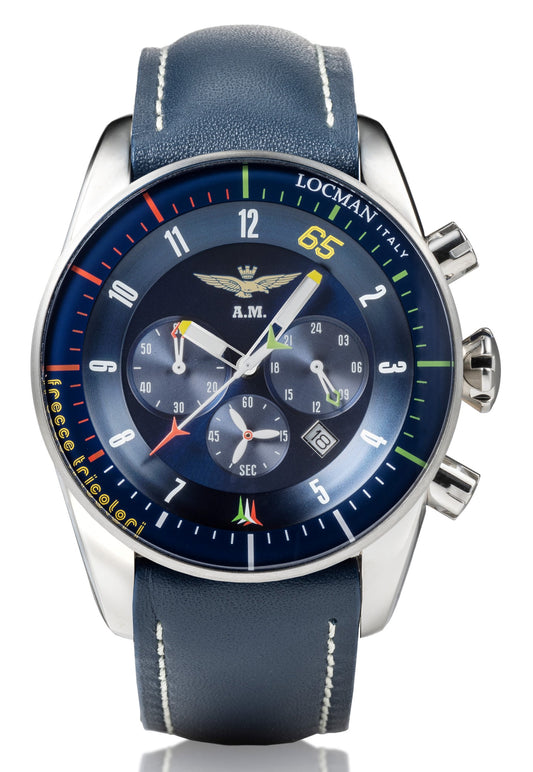 Orologio uomo LOCMAN Aeronautica Militare Frecce Tricolori in pelle blu cronografo edizione limitata