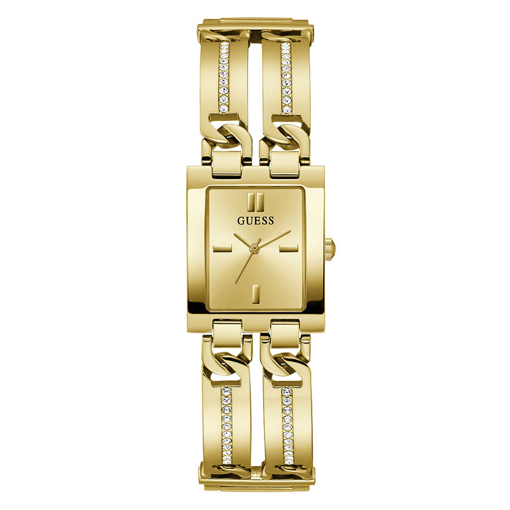 Orologio donna Guess bracciale con pietre luminose pubblicità inverno 2024/25