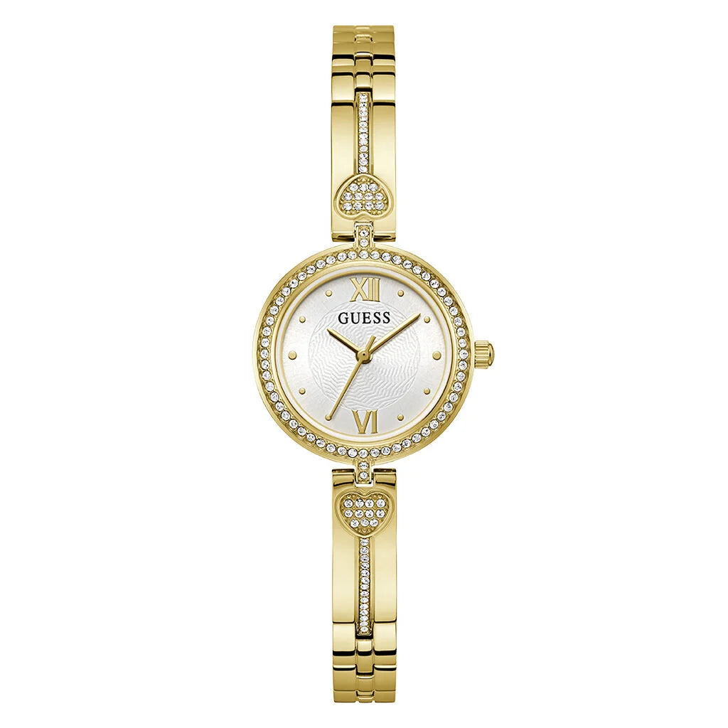 Orologio donna Guess bracciale con cuore di pietre luminose pubblicità 2025