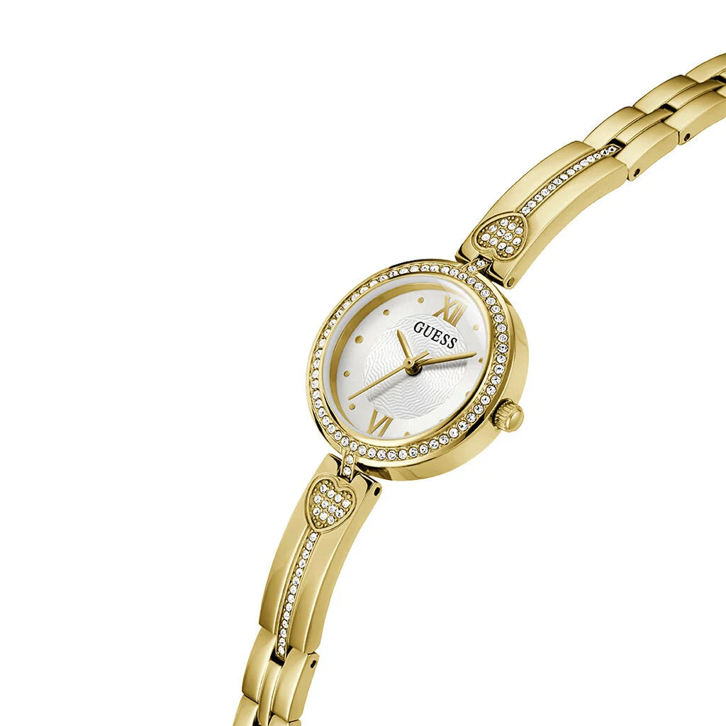 Orologio donna Guess bracciale con cuore di pietre luminose pubblicità 2025