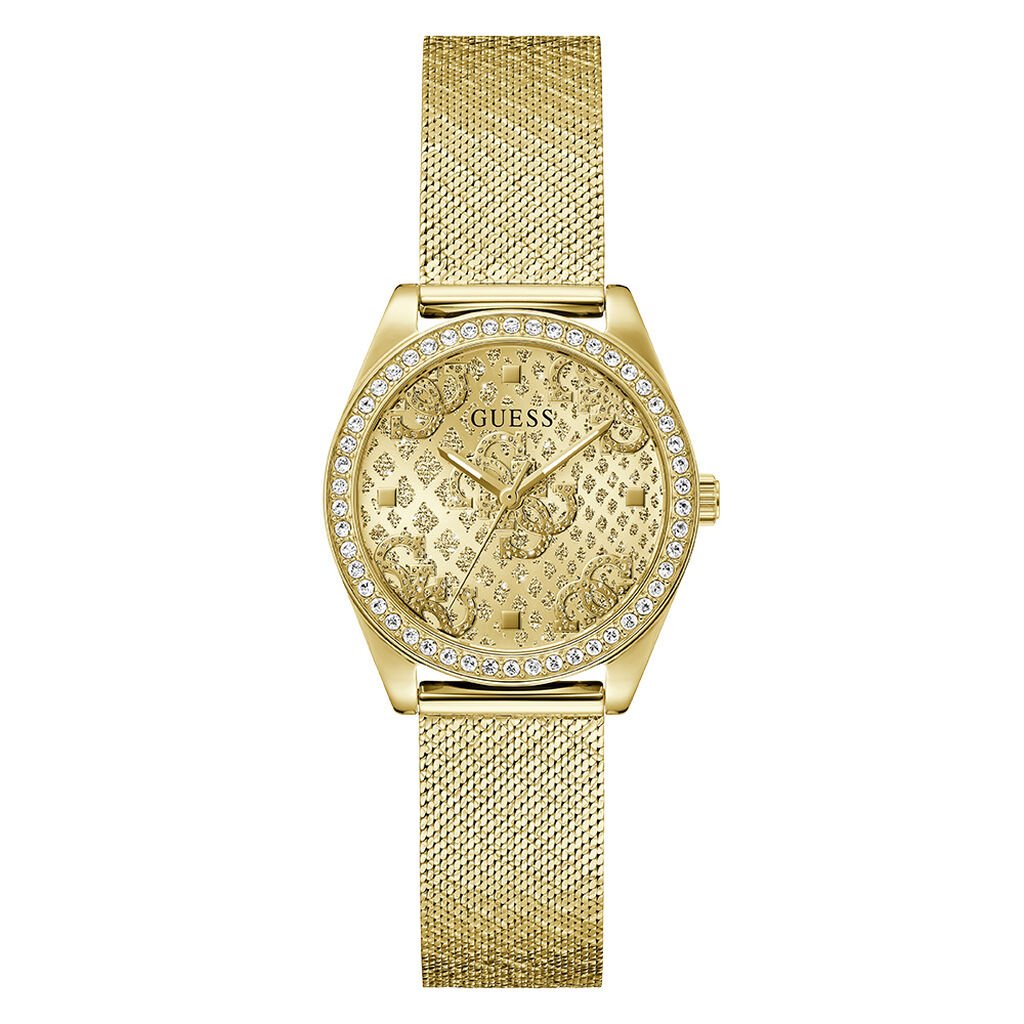 Orologio donna Guess maglia milano dorata con cristalli luminosi fino a 30mt nell'acqua