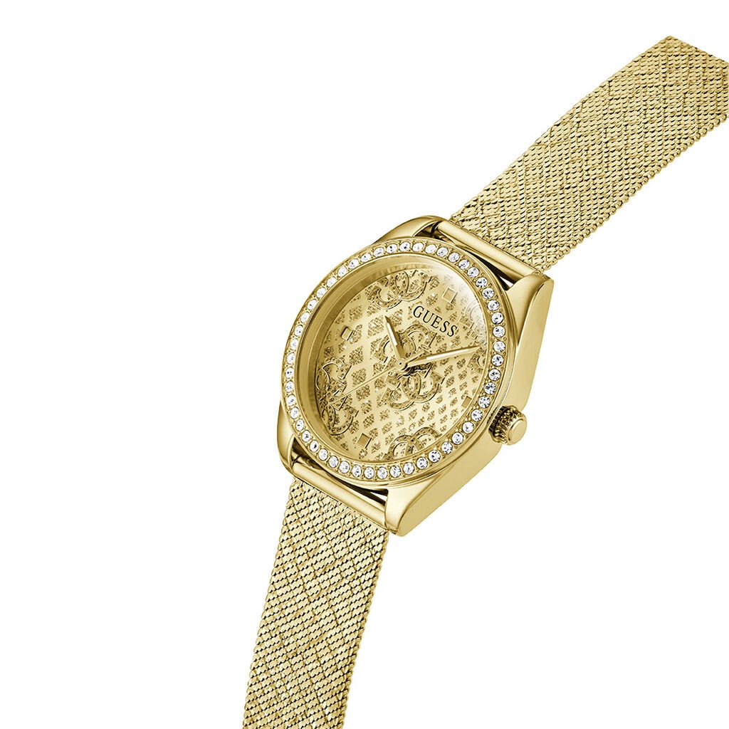 Orologio donna Guess maglia milano dorata con cristalli luminosi fino a 30mt nell'acqua