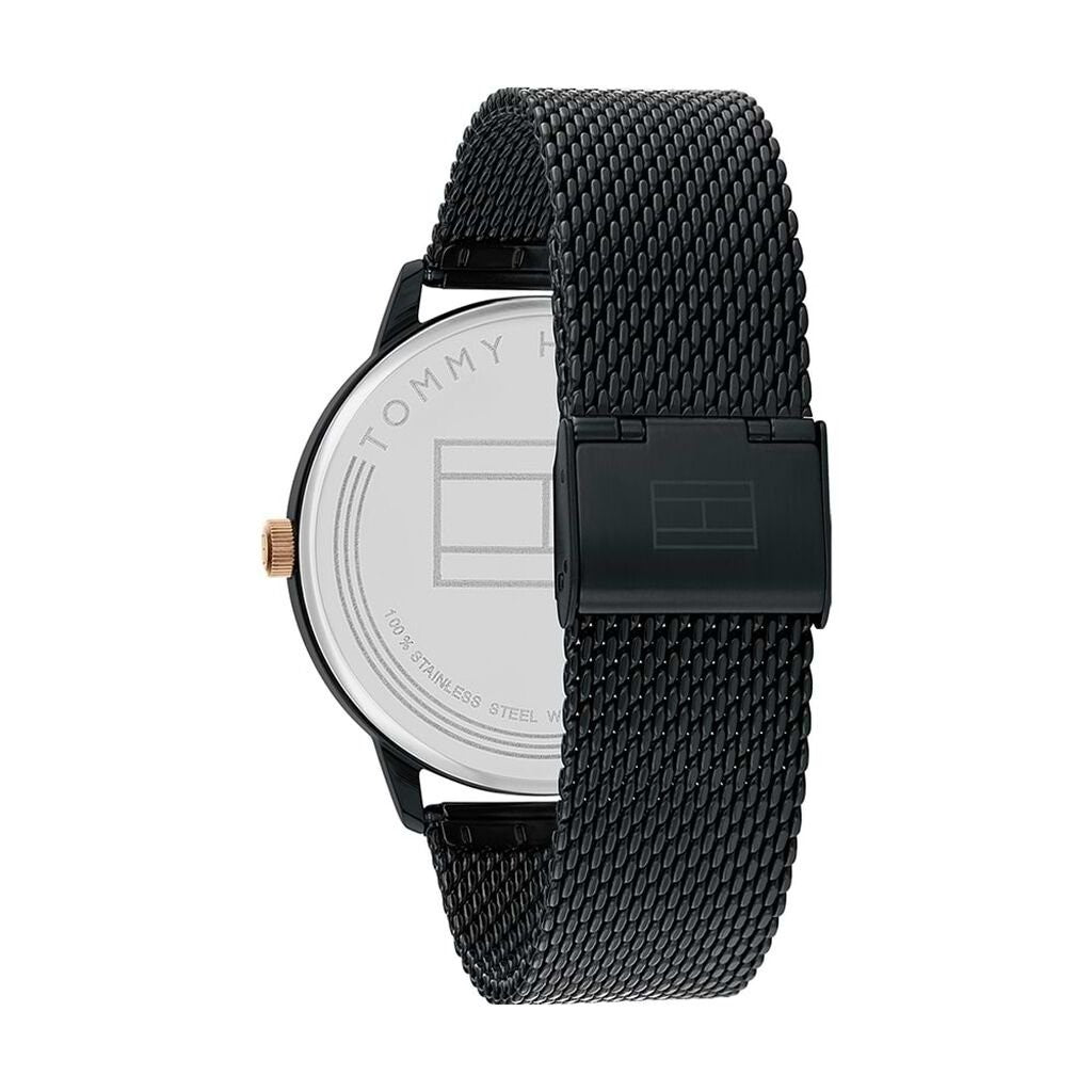 Orologio uomo Tommy Hilfiger nero in acciaio maglia milano sottile fino a 30 metri in acqua (Copia)