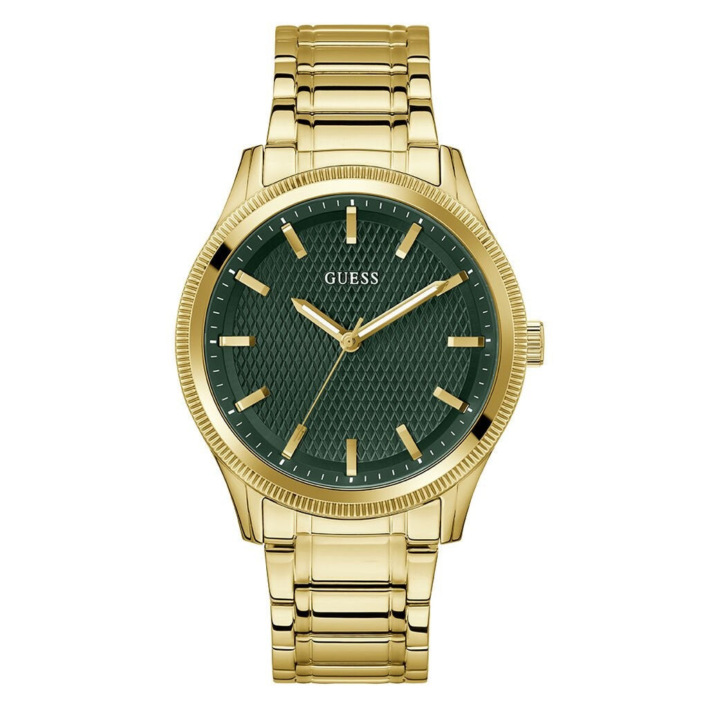 Orologio uomo in acciaio dorato Guess con quadrante verde Gucci lucido