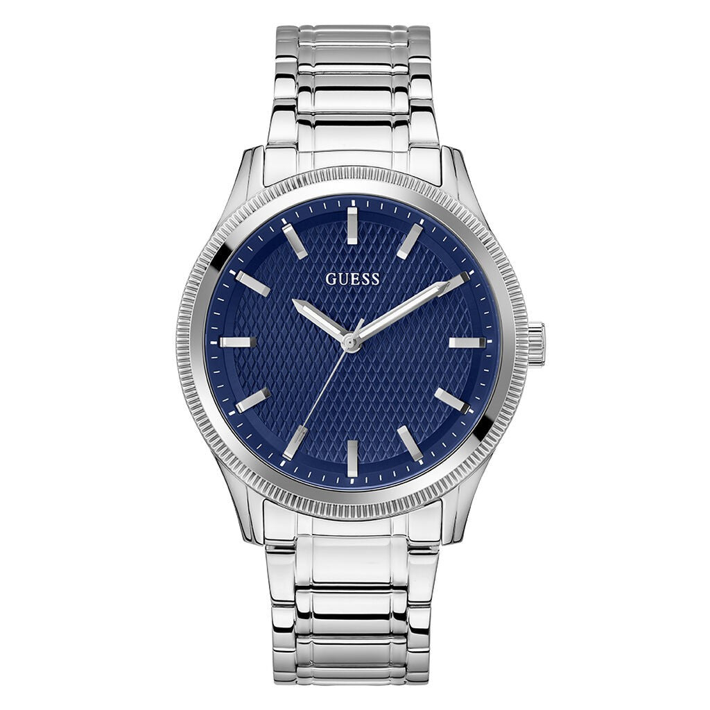 Orologio uomo in acciaio lucido Guess con quadrante blu