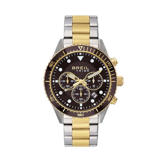Orologio uomo BREIL cronografo bicolore dorato quadrante marrone
