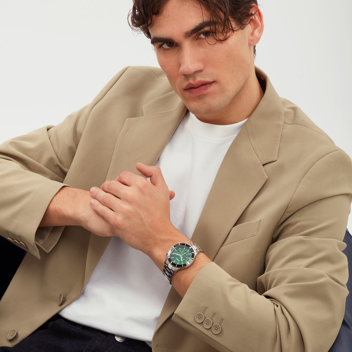 Orologio uomo BREIL cronografo quadrante verde ghiera nera lucida