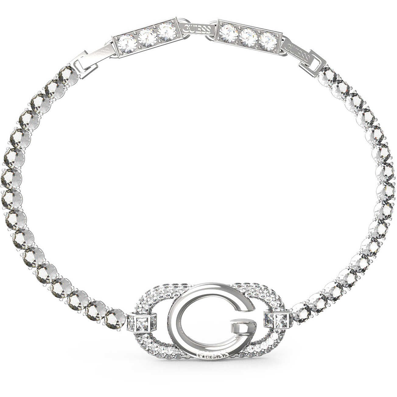 Collana e bracciale Guess tennis in acciaio anallergico con logo con doppia chiusura in PROMOZIONE