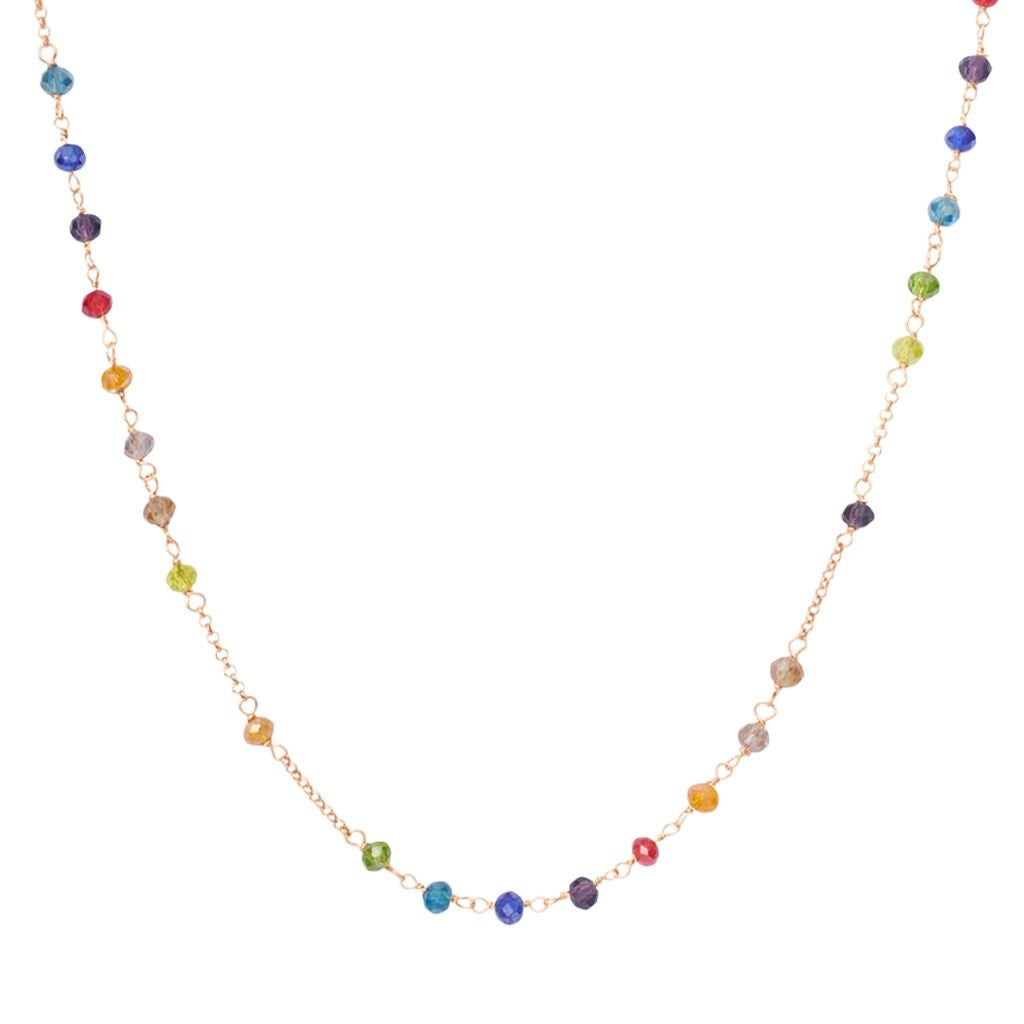 Collana Stroili con cristalli colorati arancione blu giallo verde in argento rosè 925 anallergico