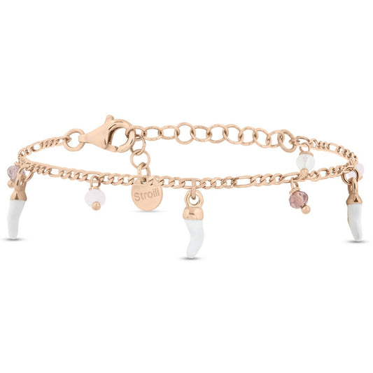 Bracciale STROILI con corni portafortuna e cristalli pendenti in argento rosè 925 anallergico in PROMOZIONE