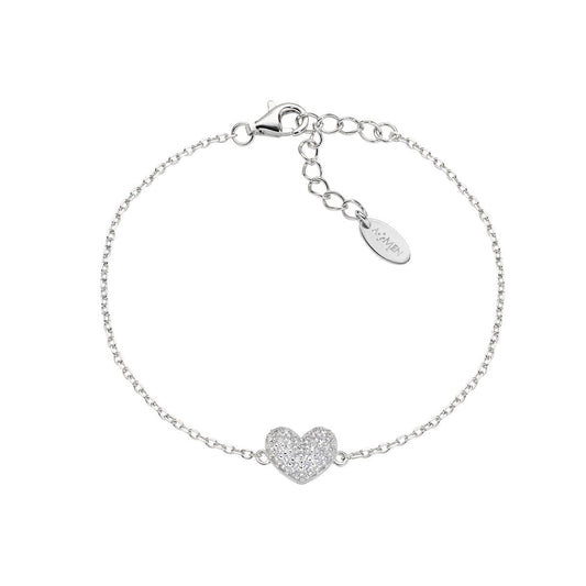 Bracciale mini cuore bombato in argento e zirconi luminosi AMEN