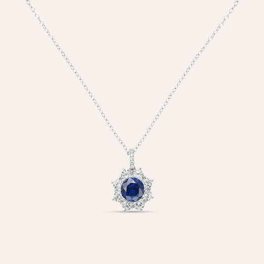 Collana elegante con pietre cubic zirconia e pietra blu in argento 925 anallergico Stroili