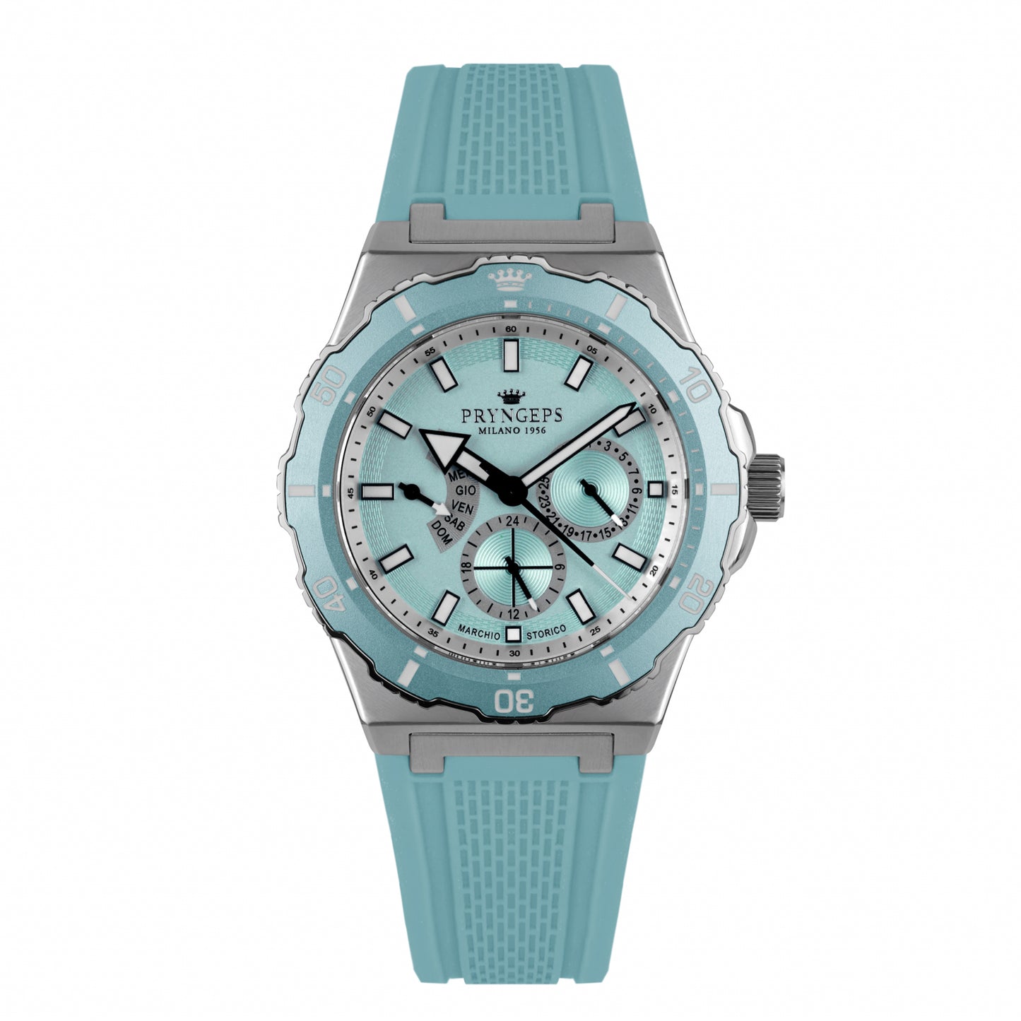 Orologio uomo donna in gomma silicone azzurro celeste modello JAMAICA PRYNGEPS marchio storico